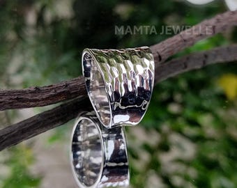 Hammered silver ring , 925 sterling silver ring , handmade wide band ring , thumb ring , gift for him, chunky weeding ring