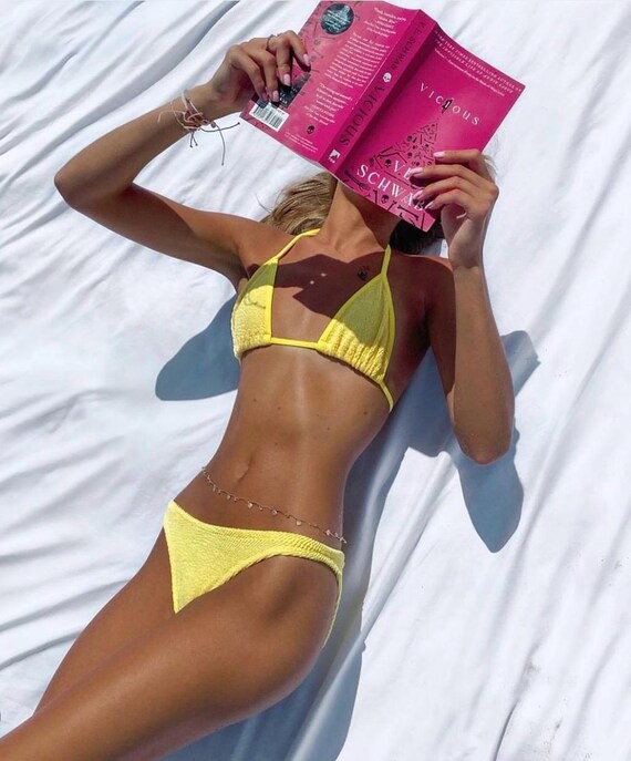 neon yellow triangle bikini