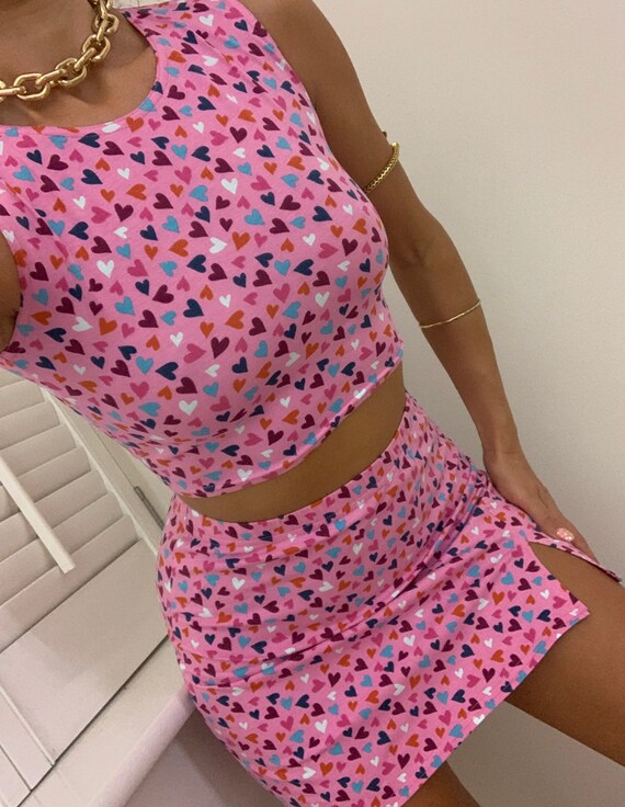 Co-ord Set Tank Top \u0026 Split Mini Skirt 
