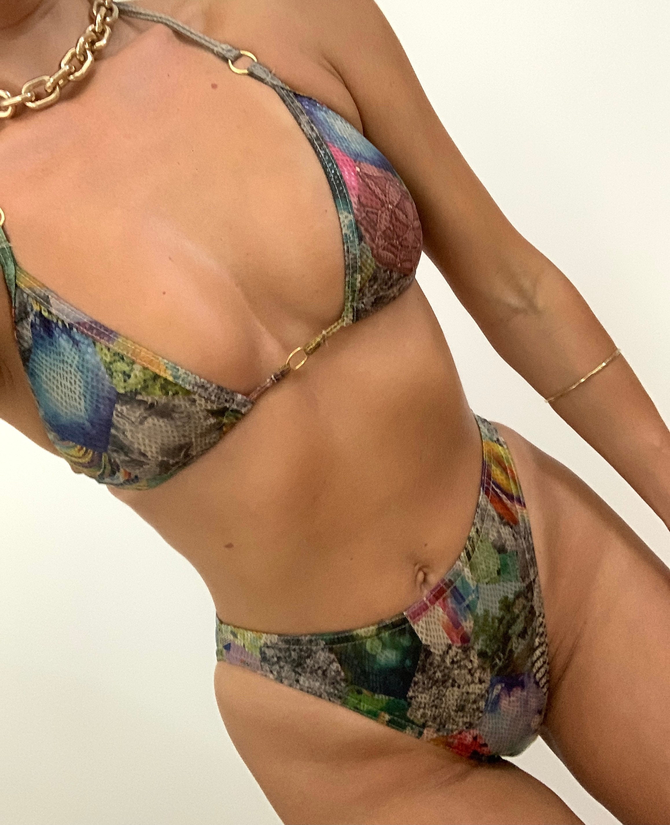 Chevron Pattern Swimwear Rainbow Triangle Bikini Set Swimsuit, Bikinis &  Swimsuits