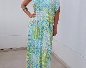 Trapeze Maxi Dress in Patchwork Sequin / Racer, Off Shoulder, One Size