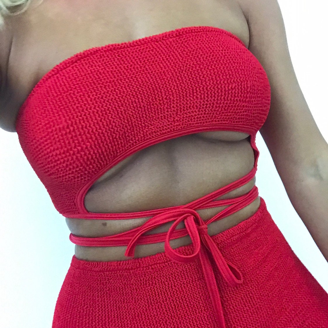 Strappy Underboob Top Bandeau Boob in Red Etsy