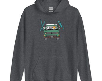 Shred Van Vanagon T3 Westy Pop-Top Camper Inspired Adult Unisex Hoodie Hooded Sweatshirt