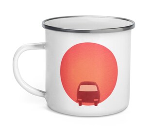 Sunset Bus Enamel Mug