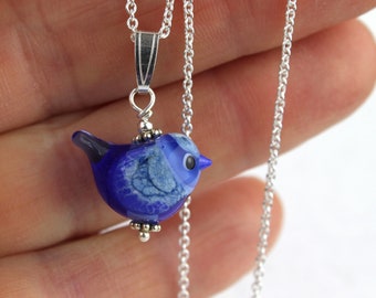 Deep Red Lampwork Pendant Little Bird Fall Pendant Necklace