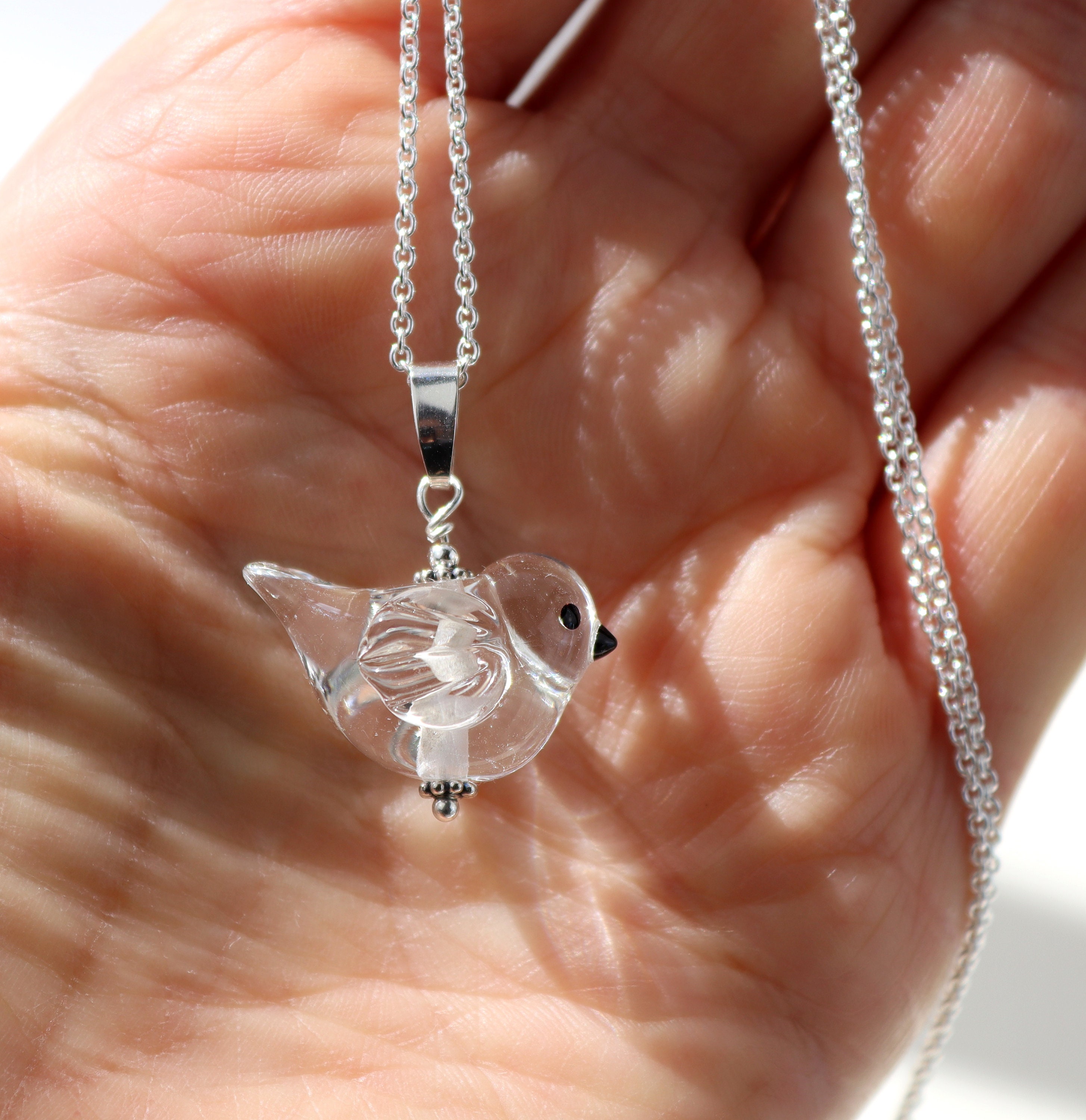 Sweet Crystal Clear Glass Bird Necklace Bird Pendant SRA
