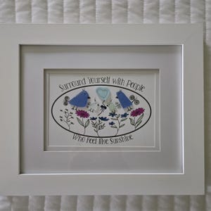 Sea Glass Bird Art: Framed Sunshine Gift for Friends