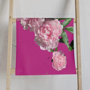 Hand Towel, Pink Peony Floral Bathroom Decor, Soft Cotton Floral Towel, Guest Towel, Housewarming Gift, Bridal Shower Gift