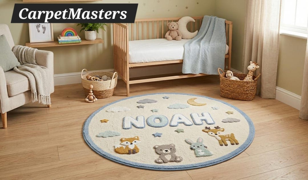 Custom Name Rug Kids Personalized Tufted Wool Carpet Nursery Decor Baby ...