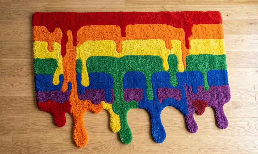 Rainbow Drip Rug Tufted Colorful Abstract Carpet Irregular Shape ...