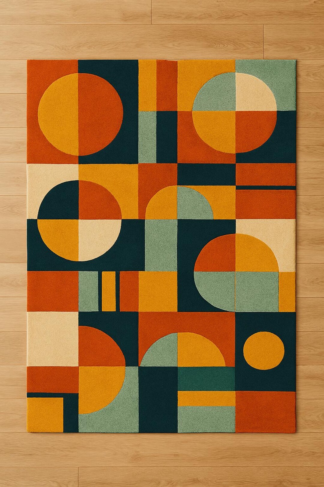 Mid Century Patterned Rugs Mid-century Modern Geometric Area Rug,bauhaus Style Abstract Colorful ...