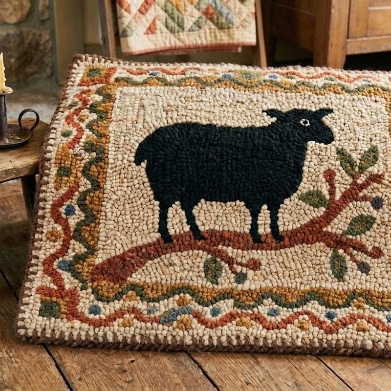 Primitive Country Throw Rugs Wool Rug Hand Hooked - Etsy UK