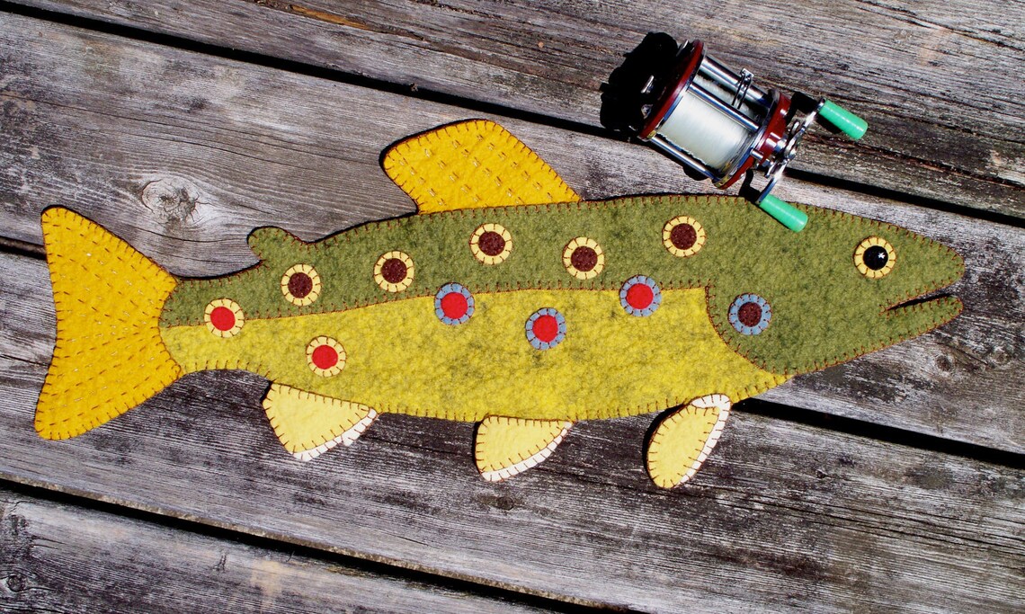 A Brown Trout Penny Rug | Etsy