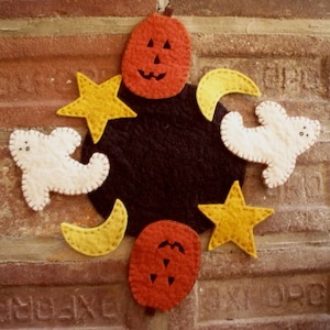Halloween Whimsey Wool Felt Candle Mat