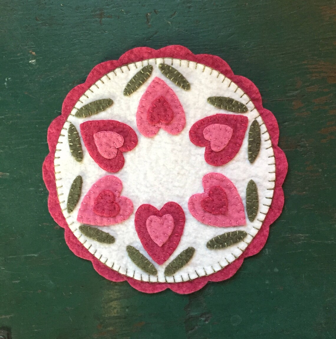 Blooming Hearts Candle Mat Pattern Etsy