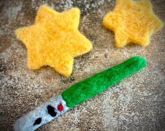 Felted Props and Baby Toys Lightsaber and Stars Set