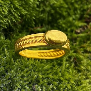 Anillo de bola de plata 925 bañado en oro con elemento decorativo, bonito anillo de cuchara, anillo giratorio, anillo hecho a mano, regalo para ella, el mejor regalo.