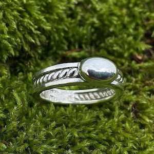 Anillo de bola, anillo esférico bañado en plata con elemento decorativo, bonito anillo de cuchara, anillo giratorio, anillo hecho a mano, regalo para ella, el mejor regalo.