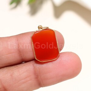 Natural Carnelian Charm, Solid 18K Gold Charm, AA Carnelian Charm, Solid Gold Charm, Handmade Gold Charm, Charm Pendant, Minimalist Charm,
