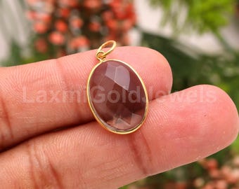 Natural Smoky Quartz Charm, Gold Charm, AA Smoky Quartz Charm, Minimalist Gold Charm, Handmade Gold Charm, Dainty Charm, Gold Charm Pendant,