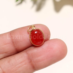 Natural Carnelian Charm, Solid 18K Gold Charm, AA Carnelian Charm, Solid Gold Charm, Handmade Charm, Gold Charm Pendant, Minimalist Charm,