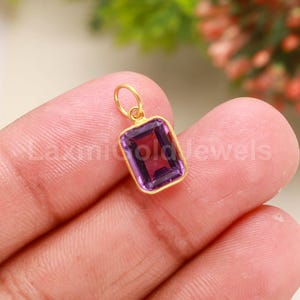 Natural Amethyst Charm, Solid 18K Gold Charm, AA Amethyst Gold Charm, Solid Gold Charm, Handmade Charm, Gold Charm Pendant, Gift For Her,