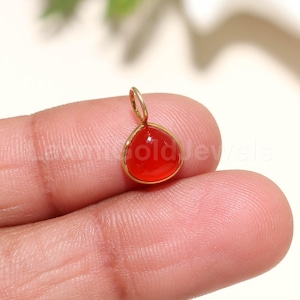 Natural Carnelian Charm, Solid 18K Gold Charm, AA Carnelian Charm, Solid Gold Charm, Handmade Gold Charm, Charm Pendant, Minimalist Charm,