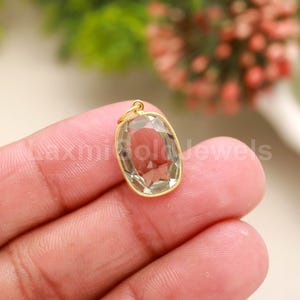 Natural Green Aquamarine Charm, 18k Solid Gold Charm, Green Aquamarine Cut Charm, Gold Charm, Minimalist Charm Pendant, Handmade Gold Charm,