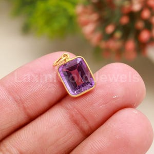 Natural Amethyst Gold Charm, Solid 18K Gold Charm, AA Amethyst Cut Charm, Solid Gold Charm, Handmade Charm, Gold Charm Pendant, Gift For Her