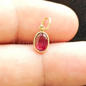 Natural Ruby Charm, 18k Solid Gold Charm, Handmade Gold Charm, AA Ruby Charm, Charm Pendant, July Birthstone, Charms Necklace, Gift For Love