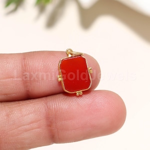 AA Carnelian Charm, Solid 18K Gold Charm, Natural Carnelian Charm, Solid Gold Charm, Handmade Gold Charm, Charm Pendant, Minimalist Charm,