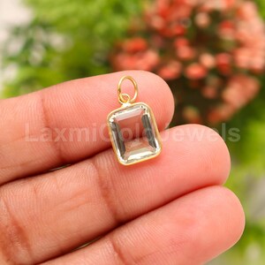 Natural Green Aquamarine Cut Charm, 18k Solid Gold Charm, Green Aquamarine Charm, Gold Charm, Minimalist Charm Pendant, Handmade Gold Charm,