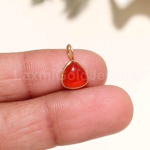 AA Carnelian Charm, Solid 18K Gold Charm, Natural Carnelian Charm, Solid Gold Charm, Handmade Gold Charm, Charm Pendant, Minimalist Charm,