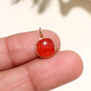 Natural Carnelian Charm, Solid 18K Gold Charm, AA Carnelian Charm, Solid Gold Charm, Handmade Gold Charm, Charm Pendant, Minimalist Charm,