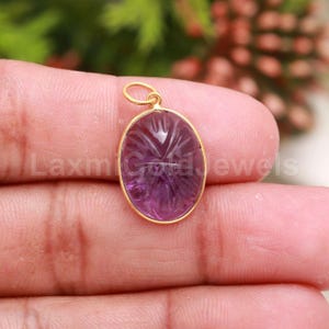 Solid 18K Gold Charm, Natural Amethyst Gold Charm, Gold Charm, Purple Amethyst Charm, Minimalist Charm, Handmade Gold Charm, Charm Pendant,