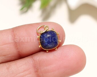 ラピスラズリ 球形ペンダント 手作り ハンドメイド 18K ゴールド ラピスラズリ ペンダント - 天然三角形の