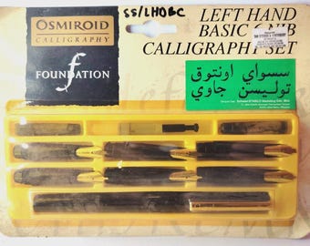Pluma estilográfica Osmiroid de caligrafía árabe, 6 puntas, para zurdos / Paquete vintage sellado (pieza rara)