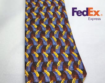 Corbata de seda de diseñador italiano Ermenegildo Zegna Marrón Azul Dorado Ejecutivo