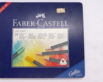 Faber Castell Art Grip 24 Colour Pencils Tin, New Unused Unsharpened, 114324, Made in Germany Artist Drawing Supply