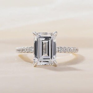 3 Carat Solitaire Ring, Classic Emerald Cut Engagement Ring,wedding ring