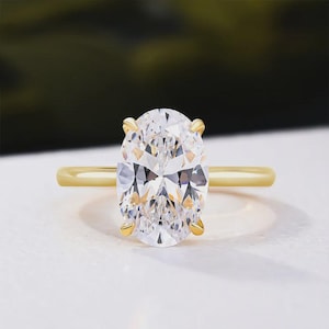 3 Ct Oval cut  Moissanite Engagement Ring/14k Gold Solitaire Wedding Ring/anniversary Ring/Gift For Girl Friend