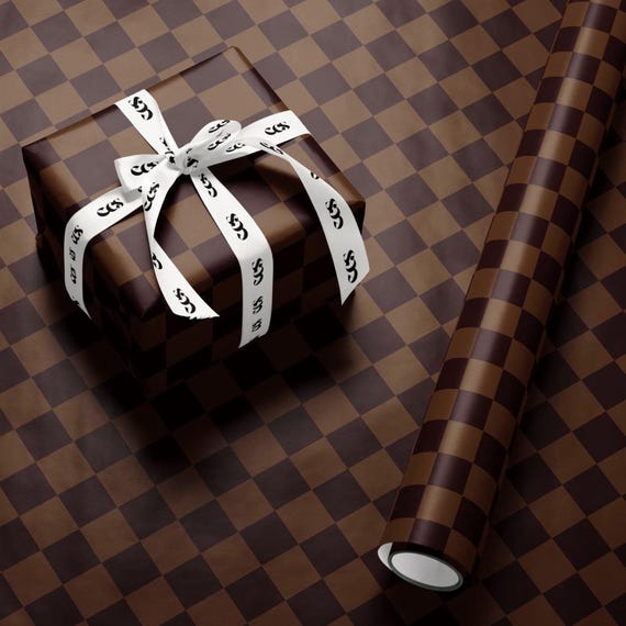Retro Brown Checkerboard Gift Wrapping Paper: Birthday, Holiday Wrap