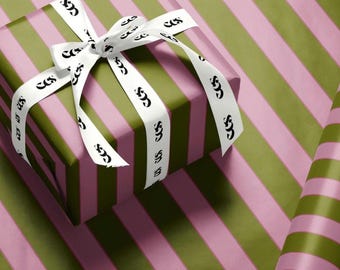 Green and Pink Stripe Gift Wrapping Paper