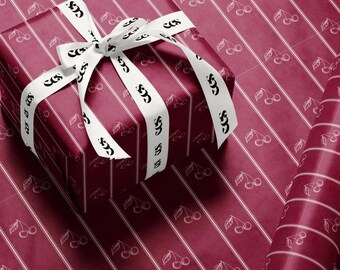 Red Cherry Stripe Gift Wrapping Paper: Elegant Holiday Wrap