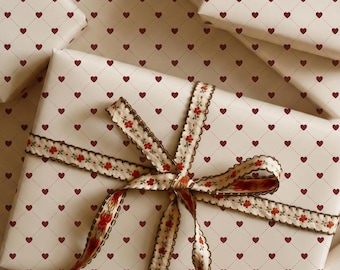 Red Heart Wrapping Paper, Romantic Valentine Gift Wrap