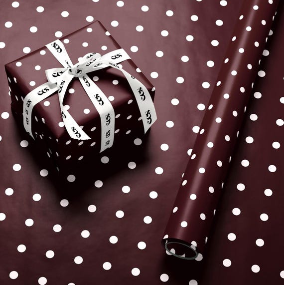 Brown Polka Dot Gift Wrapping Paper: Glossy or Matte Finish