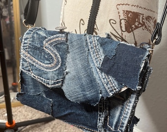 Patch work denim purse