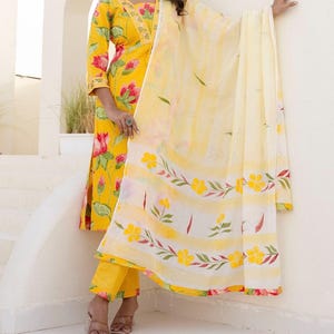 Indian Designer Cotton Kurti Pant With Dupatta Set Designer Kurti Suit Kurta For Women Kurti Dupatta Set 3PC Kurti Set Wedding Kurti Dresses