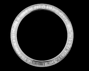 40MM Moissanite Baguette Diamond Replacement Silver Watch Bezel, Customized Channel Set Watch Accessory, Perfectly Fits 228239 Model