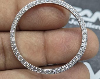 DateJust 36 MM Silber Messing Material Weiß Moissanit Diamant Uhr Lünette Hochwertige Benutzerdefinierte Luxus Ersatz Lünette Einstellung